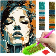 Zabawki kreatywne - Haft Diamentowy ARTULIO, Obraz DIY 5D, Diamond Painting, Mozaika Diamentowa 40X60cm (Namalowany portret kobiety) + Zestaw Akcesoriów - miniaturka - grafika 1