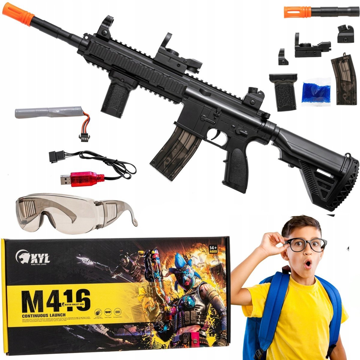 Karabin Pistolet Automat Na Kulki Żelowe Duży Zestaw Akcesoriów Elektryk