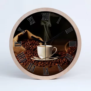 Zegar drewniany rzymski kawa w filiżance fi 30 cm, Tulup - Zegary - miniaturka - grafika 1