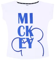 Koszulki i topy damskie - Biały, damski t-shirt z niebieskim nadrukiem MICKEY XL - miniaturka - grafika 1