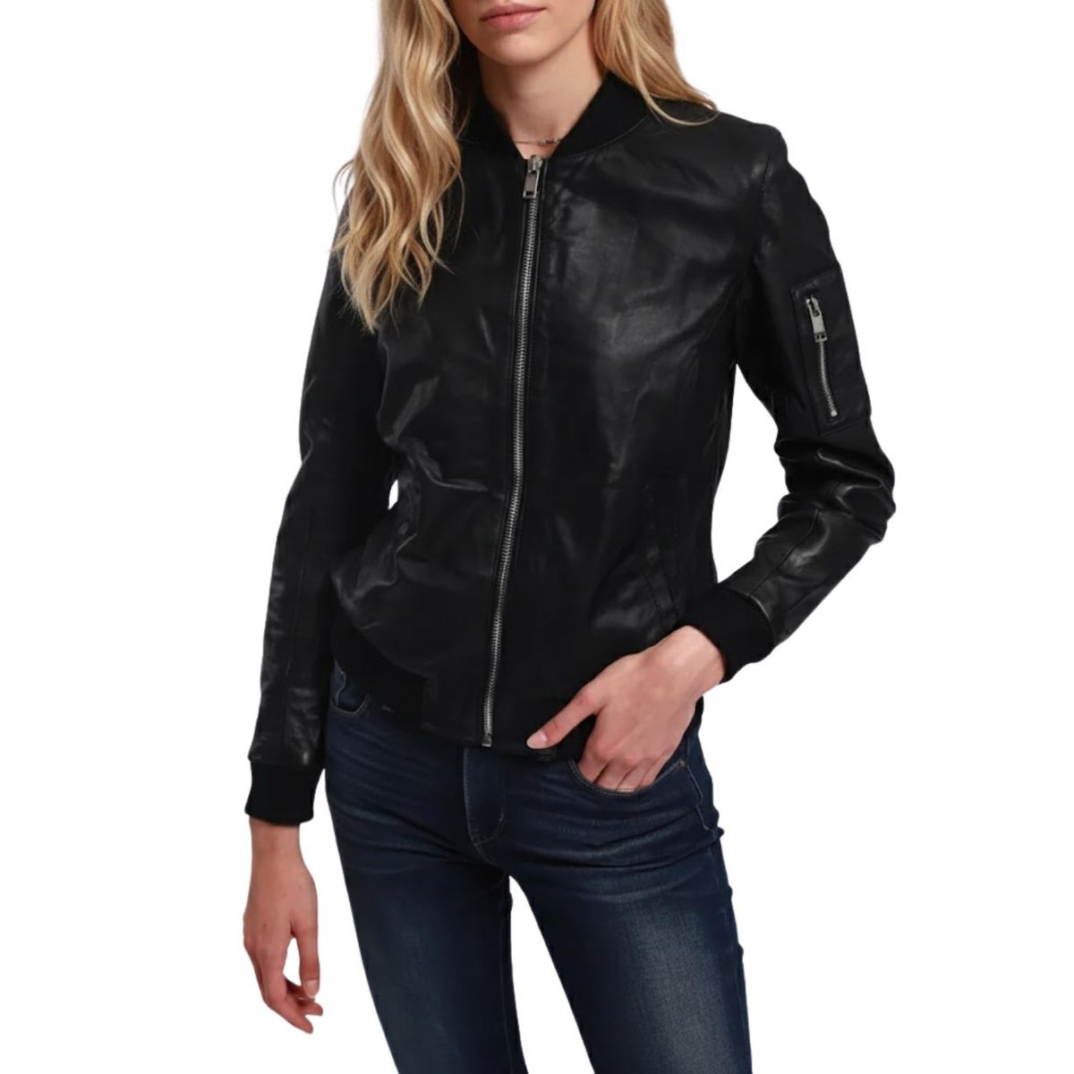 Kurtka damska Lee Cooper Bianca skórzana czarna -XL