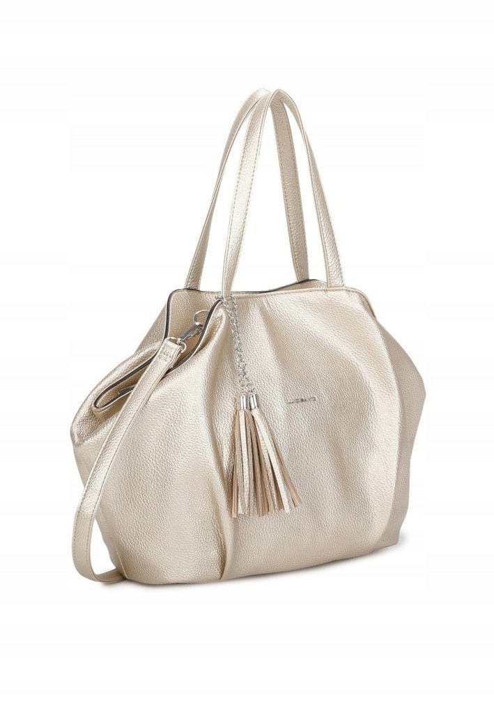 Pojemna Torebka Damska Shopper Worek A4 LUIGISANTO Złota Skóra Eko