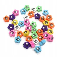 Dekoratorstwo - Koraliki z glinki polimerowej kolorowe gwiazdki buźki DIY 100 szt - miniaturka - grafika 1