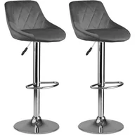 Taborety i hokery - Hoker barowy z oparciem Nerra, 2 sztuki, szary - miniaturka - grafika 1