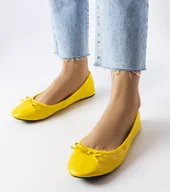 Mokasyny damskie - Żółte balerinki zdobione kokardką Vaillancour-41 - miniaturka - grafika 1