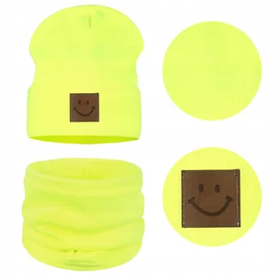 CZAPKA i KOMIN DZIECIĘCY Komplet Zestaw Dziecka BAWEŁNA 95% 40-46 NEON - Czapki damskie - miniaturka - grafika 1