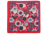 Krawaty i muchy męskie - Czerwona poszetka w kolorowe kwiaty - E331 - miniaturka - grafika 1