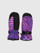 Rękawice narciarskie - 4F Rękawiczki narciarskie Thinsulate dziewczęce - multikolor M - miniaturka - grafika 1