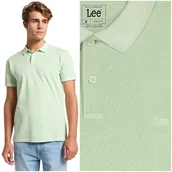 Koszulki męskie - Lee GARMENT DYE POLO Soft Sage zielona bawełniana polówka logo REGULAR XL - miniaturka - grafika 1