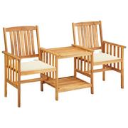 Fotele i krzesła ogrodowe - vidaXL Lumarko Krzesła ogrodowe ze stolikiem i poduszkami, drewno akacjowe 3061277 - miniaturka - grafika 1