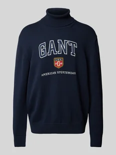 Sweter z dzianiny z wyhaftowanym logo - Swetry męskie - miniaturka - grafika 1