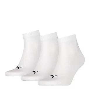 Puma Uniseks Quarter Plain Skarpety Sportowe, Biały, 35/38, 3 Pary - Skarpetki damskie - miniaturka - grafika 1