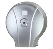 Dozowniki papieru i mydła dla firm - Pojemnik (podajnik) MJ1M na papier toaletowy w rolkach, ścienny, plastikowy ABS,srebrny - miniaturka - grafika 1