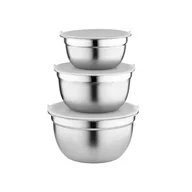 Miski i półmiski - Zestaw misek nierdzewnych z pokrywą 14 cm, 16 cm, 18 cm srebrny - miniaturka - grafika 1