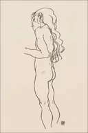 Plakaty - Galeria Plakatu, Plakat, Standing Nude Girl, Facing Left, Egon Schiele, 21x29,7 cm - miniaturka - grafika 1