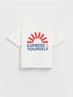Koszulki dla chłopców - Reserved - T-shirt z nadrukiem - złamana biel - miniaturka - grafika 1