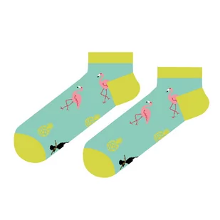 Skarpety stopki zielone w tukany i flamingi EM - EM Men's Accessories - Skarpetki męskie - miniaturka - grafika 1