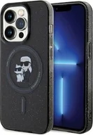 Etui i futerały do telefonów - Karl Lagerfeld Karl Lagerfeld KLHMP15LHGKCNOK iPhone 15 Pro 6.1" czarny/black hardcase Karl&Choupette Glitter MagSafe - miniaturka - grafika 1