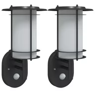 Lampy ogrodowe - vidaXL Kinkiety zewnętrzne z czujnikiem ruchu, 2 szt., czarne, stal - miniaturka - grafika 1