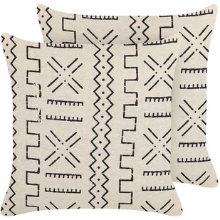 2 bawełniane poduszki dekoracyjne w geometryczny wzór 45 x 45 cm biało-czarne MYRICA Lumarko - Poduszki dekoracyjne - miniaturka - grafika 1