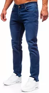 Spodnie męskie - Granatowe spodnie jeansowe męskie regular fit Denley 1133 - miniaturka - grafika 1
