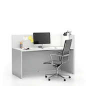 Zestawy mebli biurowych - B2B Partner Zestaw mebli biurowych single z parawanem SEGMENT, prawy, biały / biały 611671 - miniaturka - grafika 1