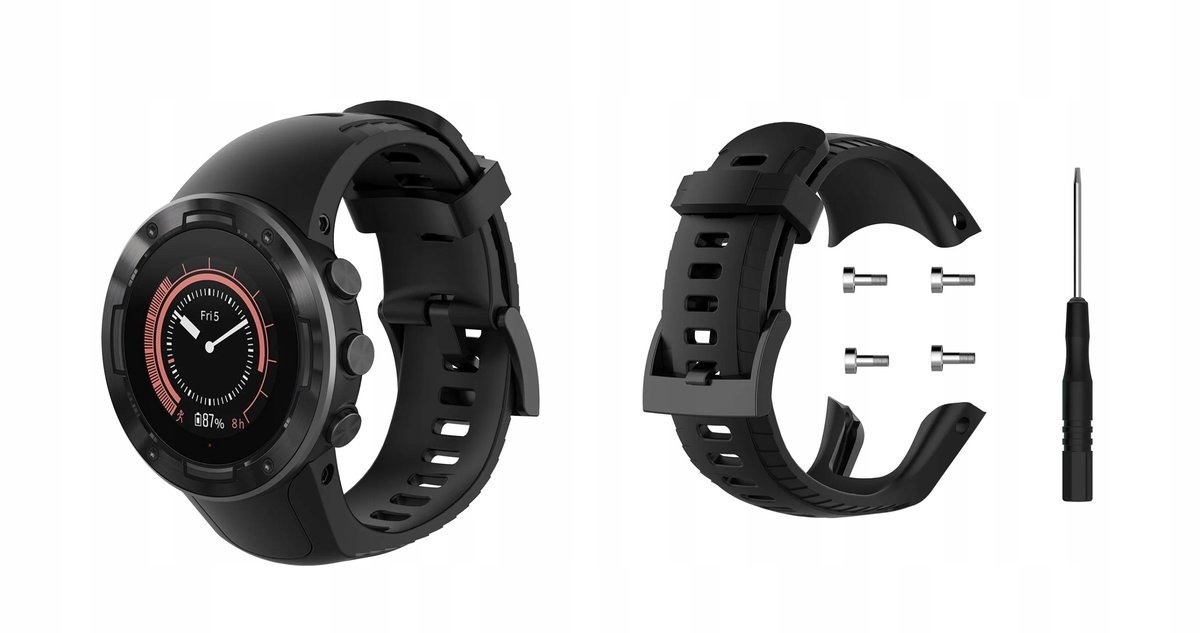 Pasek Opaska silikonowy do zegarka SUUNTO 5 Czarny Komplet