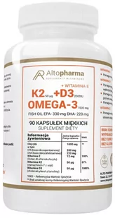AltoPharma, Witamina K2 MK-7 50µg + D3 2000IU + Omega, 90 kapsułek miękkich - Witaminy i minerały - miniaturka - grafika 1