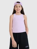 Koszulki dla dziewczynek - 4F Crop top slim z prążkowanej dzianiny dziewczęcy - fioletowy 122 (6-7 lat) - miniaturka - grafika 1