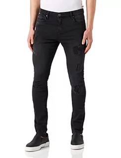 Spodenki męskie - Urban Classics Męskie spodnie jeansowe Heavy Destroyed Slim Fit, Realblk Heavy Destroyedwashed, 58-62 - grafika 1