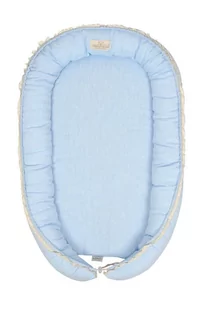 Gniazdko niemowlęce Prestige Linen 55x80 jasno niebieski materacyk pozycjonujący - Kokony niemowlęce - miniaturka - grafika 1