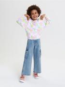 Spodnie i spodenki dla dziewczynek - Sinsay - Jeansy wide leg - niebieski - miniaturka - grafika 1