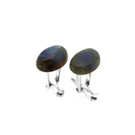 Spinki do mankietów i krawatów - Spinki do mankietów Labradoryt owalny (S827) Srebro [925] - miniaturka - grafika 1