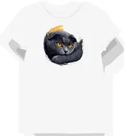 Koszulki i topy damskie - Koszulka damska biała z motywem szarego szkockiego kota w blasku S - miniaturka - grafika 1