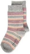Skarpetki damskie - FALKE Unisex dziecięce skarpety mieszane w paski, bawełna, szaro-niebieskie, wiele innych kolorów, wzmocnione skarpety dziecięce ze wzorem, oddychające, cienkie, z paskami i prążkami, 1 para, szary - miniaturka - grafika 1