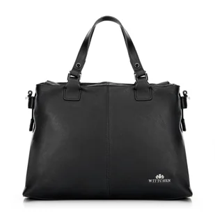 Damska shopperka ze skóry dwukomorowa czarna - Torebki damskie Damska shopperka ze skóry dwukomorowa czarna - Torebki damskie - miniaturka - grafika 1