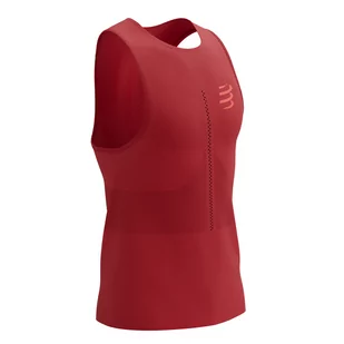 COMPRESSPORT Koszulka biegowa PRO RACING SINGLET samba red - Bielizna sportowa męska - miniaturka - grafika 2