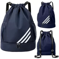 Torby szkolne - Worek Szkolny Na Buty Obuwie Wf Plecak Do Szkoły Workoplecak Wodoodporny Granatowy - miniaturka - grafika 1