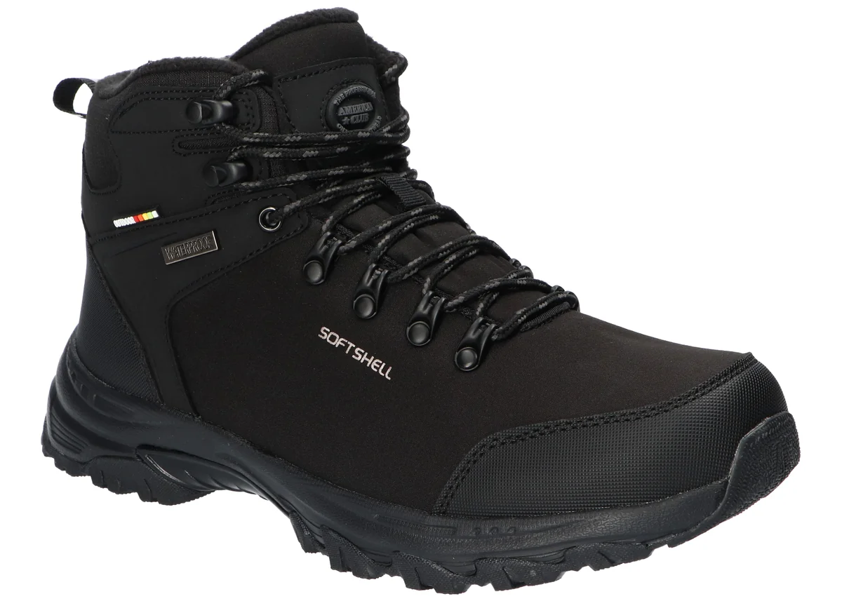 AMERICAN CLUB WT290 CIEPŁE TREKKINGI TRAPERY OCIEPLANE ŚNIEGOWCE BUTY ZIMOWE MEMBRANA SOFTSHELL BK 44