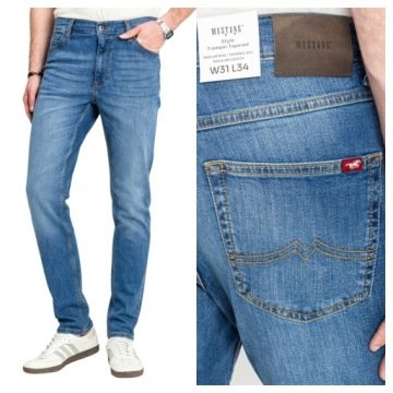 Spodnie Jeansowe Męskie Mustang Tramper Tapered Niebieskie Bawełna W40 L32
