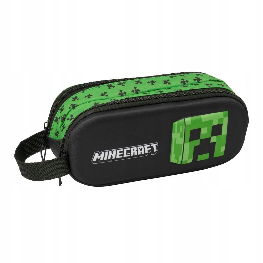 Piórnik Szkolny Minecraft Dla Chłopca Saszetka Podwójny Creeper Czarny 3D