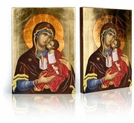 Ikony i obrazy sakralne - Ikona religijna Matka Boża z Dzieciątkiem Jezus (Eleusa) - miniaturka - grafika 1