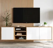 Szafki RTV - Szafka RTV NILA 2 150 dąb wotan/biała mat - miniaturka - grafika 1