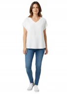 Bluzki damskie - ONLY BIAŁA BLUZKA Z DEKOLTEM V I KRÓTKIM RĘKAWEM XL 6BA - miniaturka - grafika 1