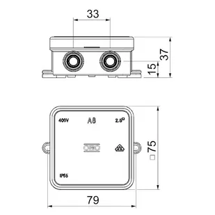 Puszka odgałęźna natynkowa A8, 75x75x36, IP55 A-SERIA - Puszki elektryczne i akcesoria - miniaturka - grafika 2