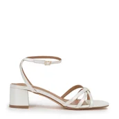 Półbuty męskie - Damskie sandały z ekoskóry na słupku złamana biel - miniaturka - grafika 1