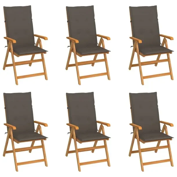 Drewniany zestaw krzeseł ogrodowych z poduszkami taupe, 57 x 71,5 x 100 cm
