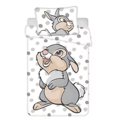 Jerry Fabrics Pościel bawełniana 100x135 Królik biała szara poszewka 40x60 August 24 - Pościel dla dzieci - miniaturka - grafika 1