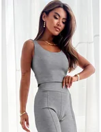 Koszulki i topy damskie - Klasyczny krótki top MARSELA - szary melange - miniaturka - grafika 1