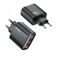 Ładowarki do telefonów - Szybka Ładowarka Kostka Do Ładowania Telefonu Pd 40W Usb C 3 Porty - miniaturka - grafika 1